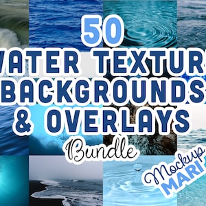 50 Textures d’eau Bundle PNG Fond d’eau superpositions Gouttes de pluie Vagues Océan Mer Rivière Lac Gouttes humides 300dpi Qualité haute résolution PNG Bundle