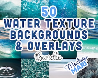 50 Water Backgrounds Textures Water Images Wet Rain Overlays Raindrops Waves Ocean Sea River Lake Moist Dripping 300dpi High-Res PNG Bundle