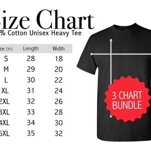 Gildan 5000 Size Chart Bundle G500 Shirt Size Guide Gilden 5000 Black Shirt Size Chart Mockup Bundle T-shirt Size Table on White Background