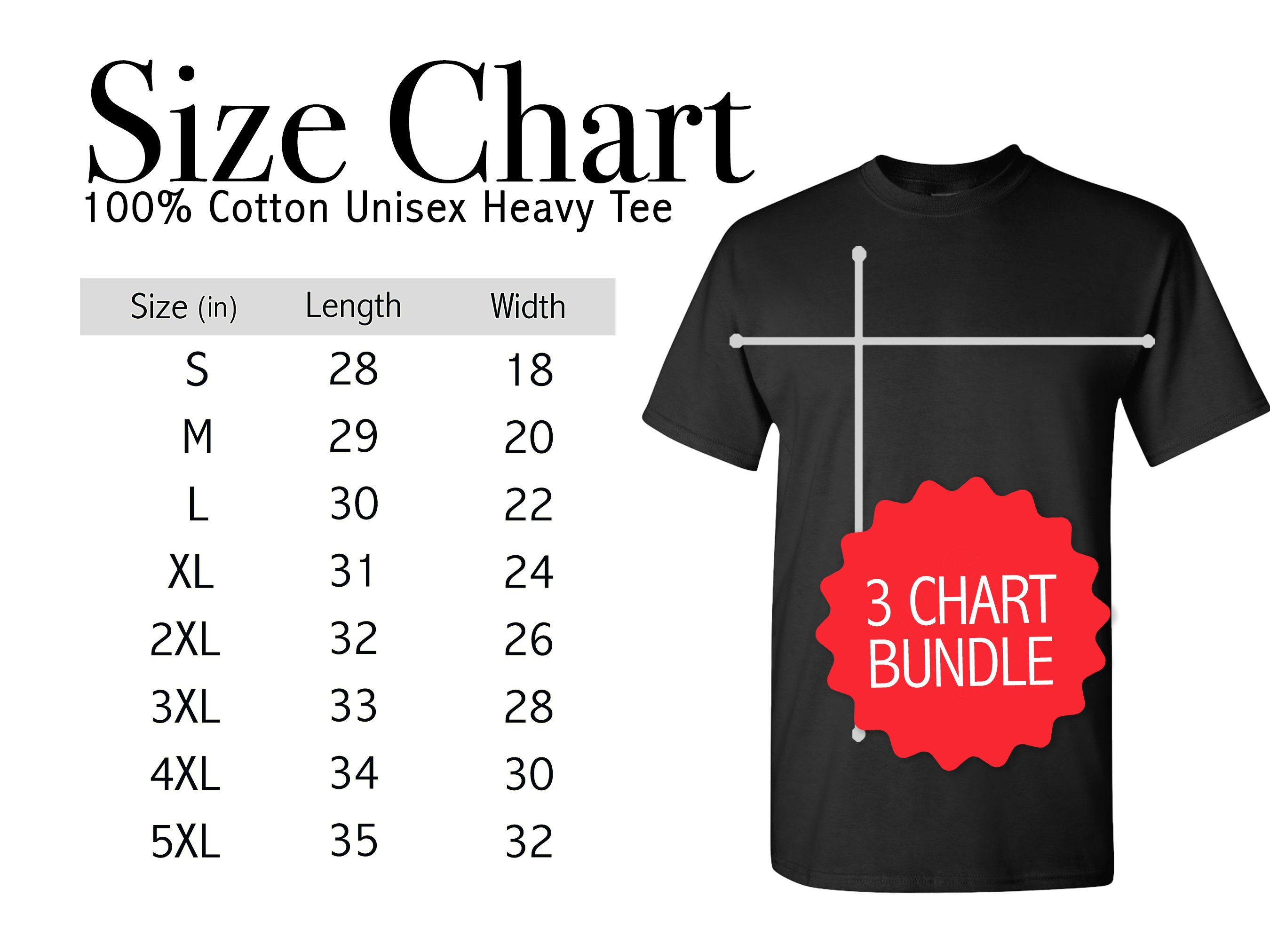 Gildan 5000 Size Chart Gildan G500 Shirt Size Guide Gilden - Etsy