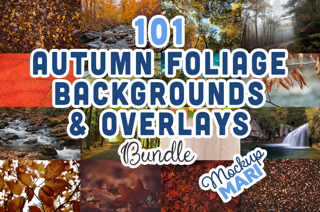 101 Autumn Backgrounds Bundle JPG Fall Backdrops Overlay Foliage ...