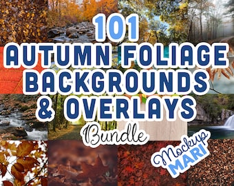 101 Autumn Backgrounds Bundle JPG Fall Backdrops Overlay Foliage Falling Leaves Scenic Landscape Texture 300dpi High-Res Quality JPEG Bundle