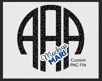 Black Leopard Print Monogram Custom Initials Safari Animal Pattern Transparent PNG Personalized Black & Grey Cheetah Print Monograms Digital