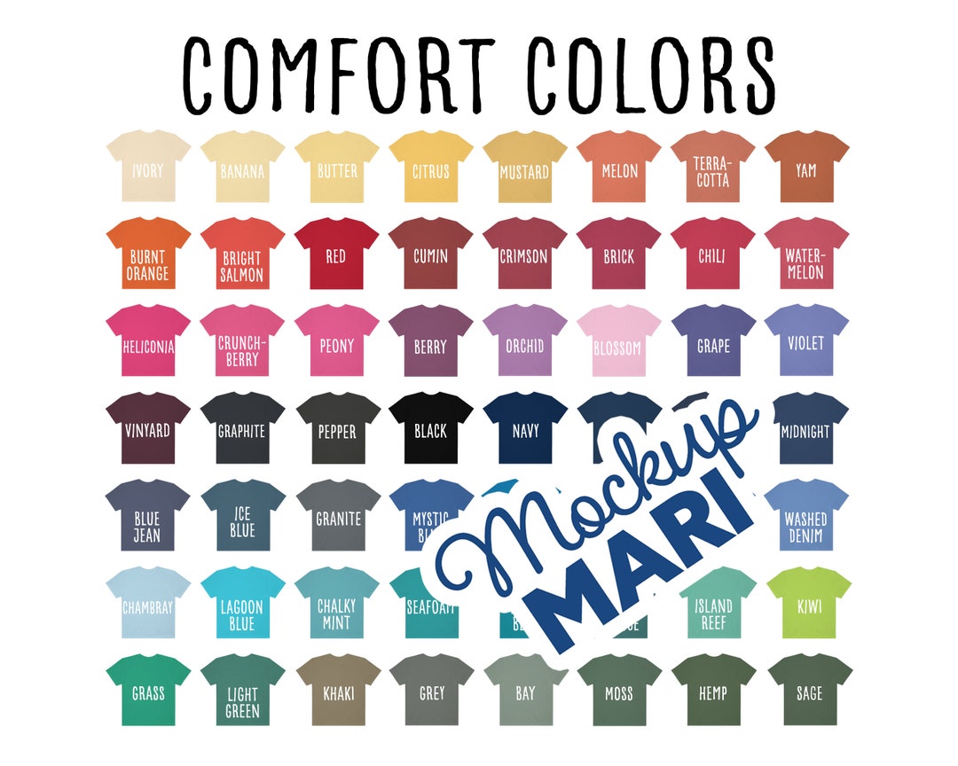 Comfort Colors Color Chart Mockup 1717 Comfort Color Tshirt Choices