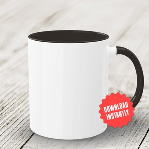 Accent Color Mug Mockup Bundle Two Tone Mug Handle & Rim Printify Mockup Hi Res 2-Toned Coffee Cup on Wood Plank Instant Digital Download image 5
