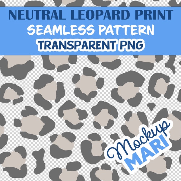 Transparent Leopard PNG Pale Neutral Leopard Print Seamless Background PNG Natural Animal Print Overlay Leopard Digital Paper Beige Gray