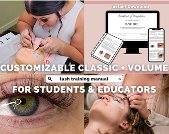 EDITABLE Classic & Volume Training Manual, Templates, Lash Training Manual, Professional Manual, Instant Access, Eyelash Extensions, 2023