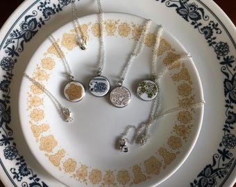 ONE Corelle necklace Crazy Daisy/ Spring Blossom Corelle Woodland Brown Pendant Corelle Old Town Blue necklace or Butterfly Gold Pendant