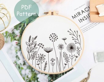 Plants Embroidery Pattern for Beginner | Floral Hand Embroidery PDF ...