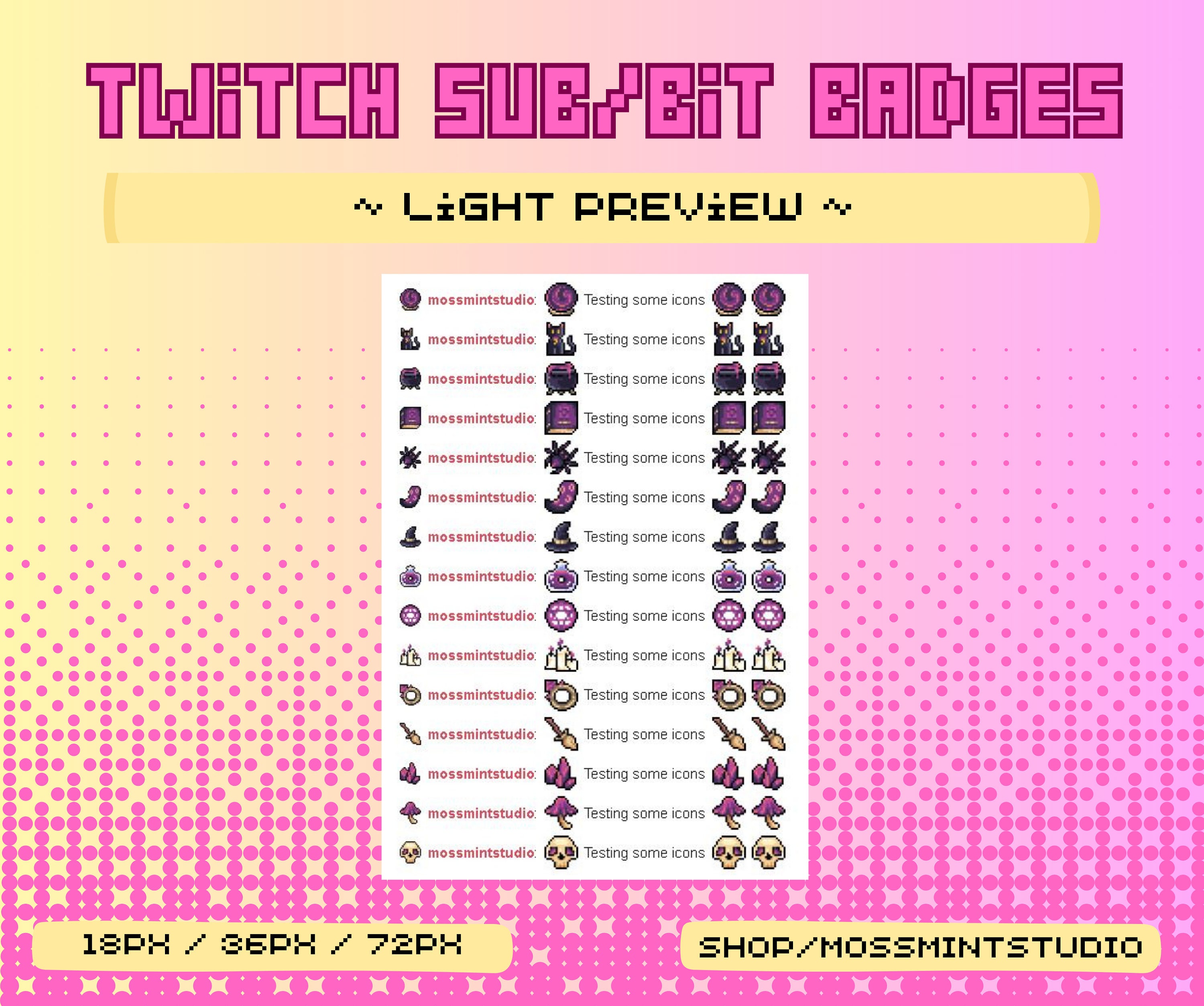Twitch Sub Badges, Spooky Twitch Badges, Witch Twitch Bit Badges, Pixel ...