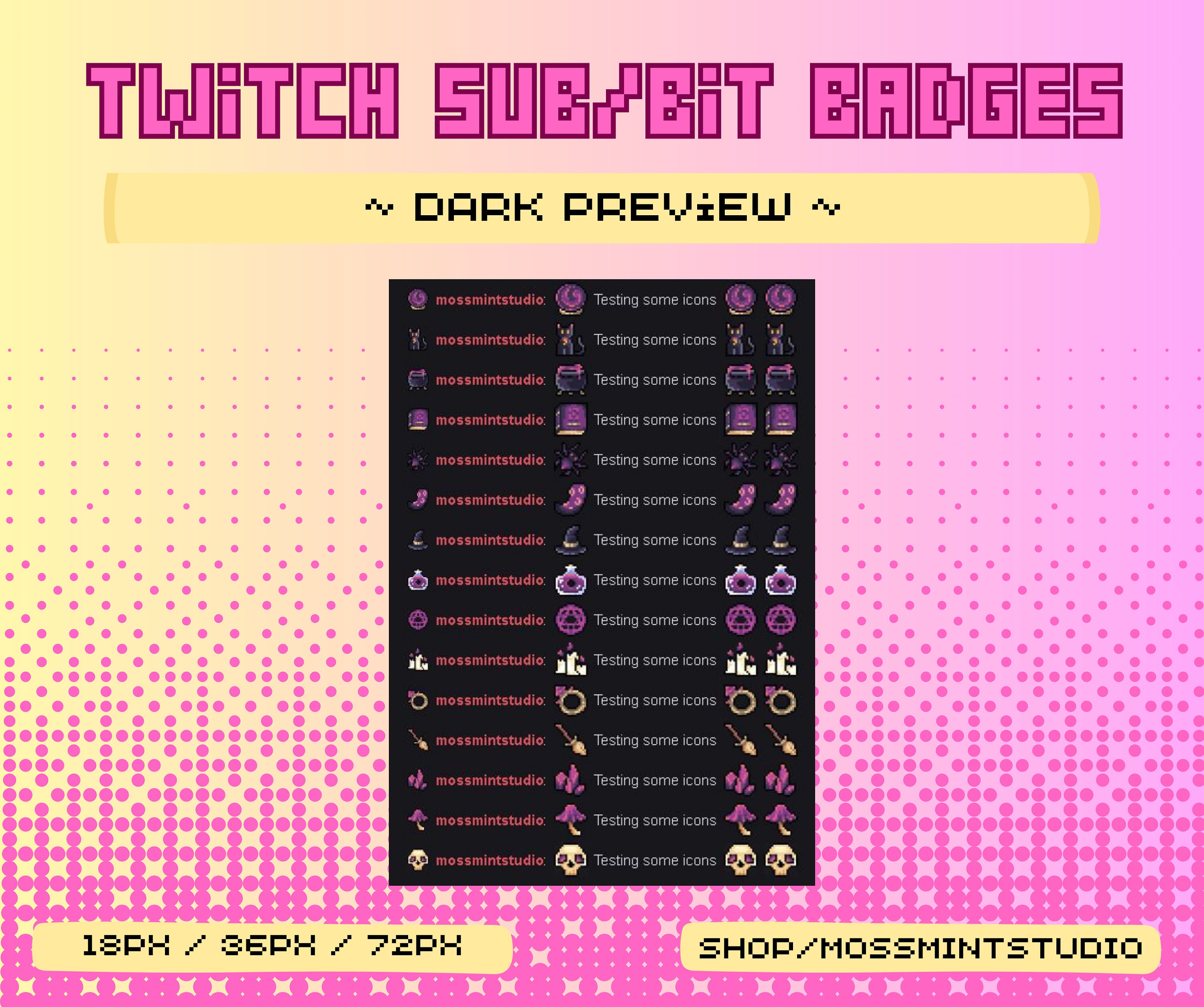 Twitch Sub Badges, Spooky Twitch Badges, Witch Twitch Bit Badges, Pixel ...