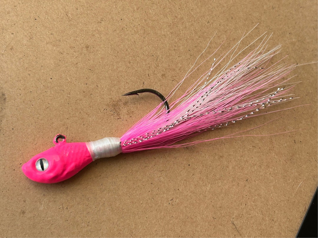 3 Jig FLUKE BALL BUCKTAIL Per Spigola E Passera – Pesi 1oz, 1.5oz, 2oz, 3oz Con Ami 4/0-6/0