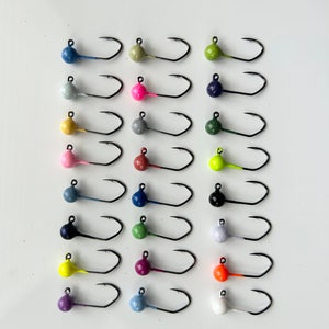 Crappie-Jig-Marabou-Feather-Jigs-for-Crappie-Fishing-Lures kit 50 Pack  Panfish Sunfish Hair Jig Bait 1/8 1/16 1/32 oz