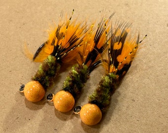 Hand tied guinea hen feather crappie jigs