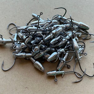 Unpainted bullet jig heads sickle hook