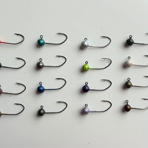 Hand Painted SPECKLED Ball Jig Heads Sickle Hook 