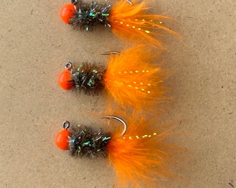 Lot De 3 Gabarits Pour Crappie, 1/16 Oz, Rose Fluo, Montés Main, Mustad