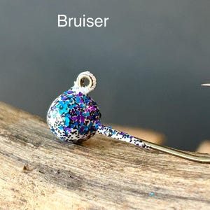 BRUISER GLITTER hand painted ball jig heads