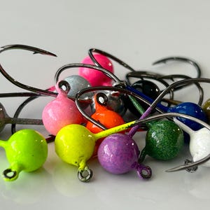Hand painted ball jig heads sickle hook