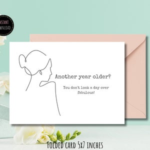 Funny Printable Birthday Card - Ageless Fabulousness Greeting - Instant Download, Humorous Celebration Wishes, Funny Card, Birthday Gift