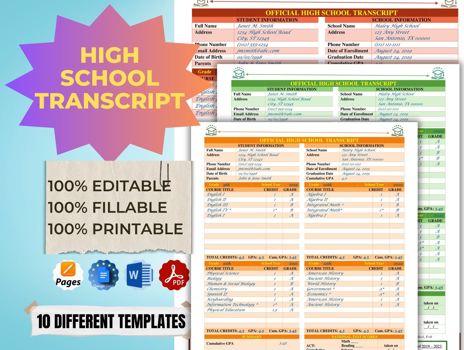 Customizable Homeschool Transcript Bundle, Homeschool Planner ...