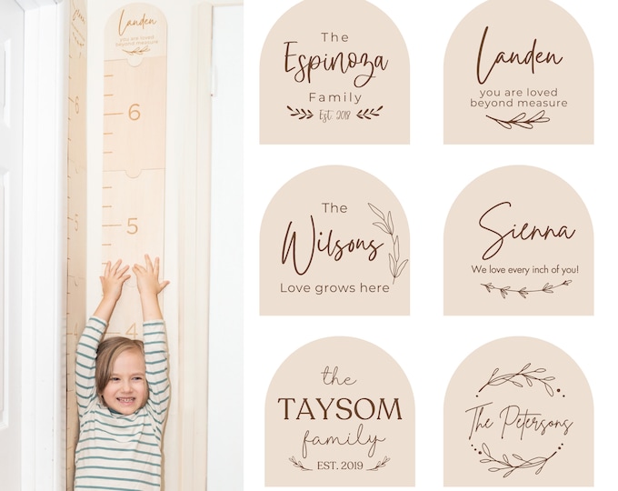 Personalized Growth Chart | Custom Wood Hight Measuring Board for Family or Child | Montessori New Born Baby Shower Gift Set, Birthday Gift