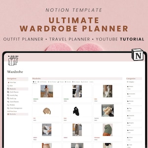 Wardrobe & Clothes Manager Notion Template: 2023 Digital Planner, That Girl Aesthetic Life Style Planner, Notion Dashboard Outfit Organizer