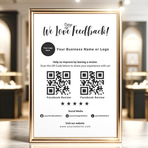 QR Code Review Sign, Leave Us a Google Review, Small Business DIY QR Sign, Social Media Business Signage, Hairstylist Salon Feedback Sign