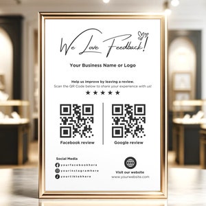 Hinterlassen Sie uns eine Bewertung Zeichen, Google Bewertung & Social Media QR-Code Zeichen - Benutzerdefinierte Geschäftsbeschilderung für Schönheitssalon, dauerhaften Schmuck und andere