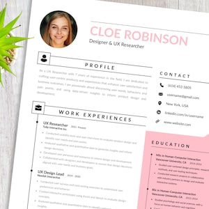 Resume Template with Photo 2023, Modern Professional CV Template for MS Word | + Cover letter