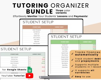 Nachhilfe Organizer & Stundenplaner BUNDLE | Nachhilfe Stunden-Tracker | Nachhilfe Stundenplan | Auto Berechnet Steuern Zahlungen
