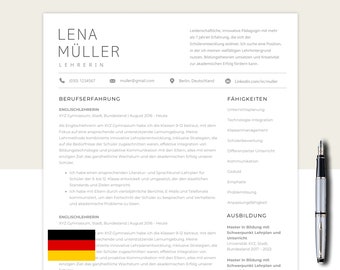 Lebenslauf Vorlage & Bewerbungsvorlagen, Professionelle Editierbare CV, Motivationsschreiben - Deutsch