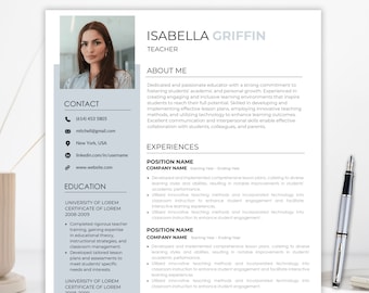 Teacher Resume Template | Professional Creative High School Teaching Resume and CV Word Document | Teacher Professional CV Template