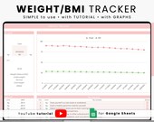 Weight Loss / BMI & Fitness Tracker | Google Sheets | Meal Planner | Digital Workout Planner | Diet Planner | BMI Calculator