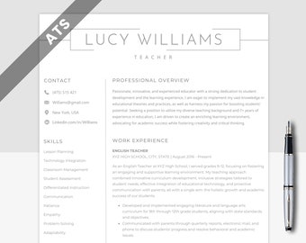 ATS Resume Template | Ats Friendly Compatible Minimalist CV Resume | Simple Ats Resume for MS Word