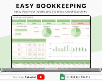 Business Bookkeeping: Profit Tracker | Simple Finance Planner | Business Budget Spreadsheet | Accounting Ledger | Income Expense Tracking