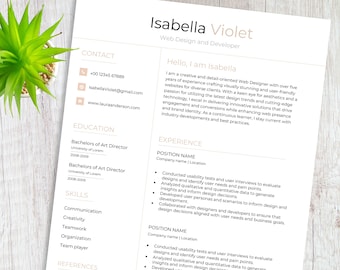 Resume Template, Unique Clean & Modern Resume Template for MS Word 2023, CV Template, Curriculum Vitae,  Lebenslauf Vorlage, Bewerbung