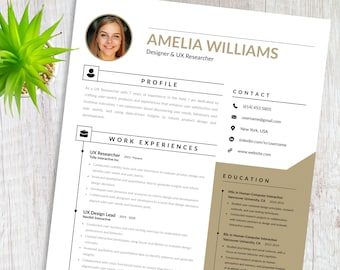Modern och stilren CV-mall med foto, Lebenslauf, professionell CV-mall för MS Word | CV och personligt brev