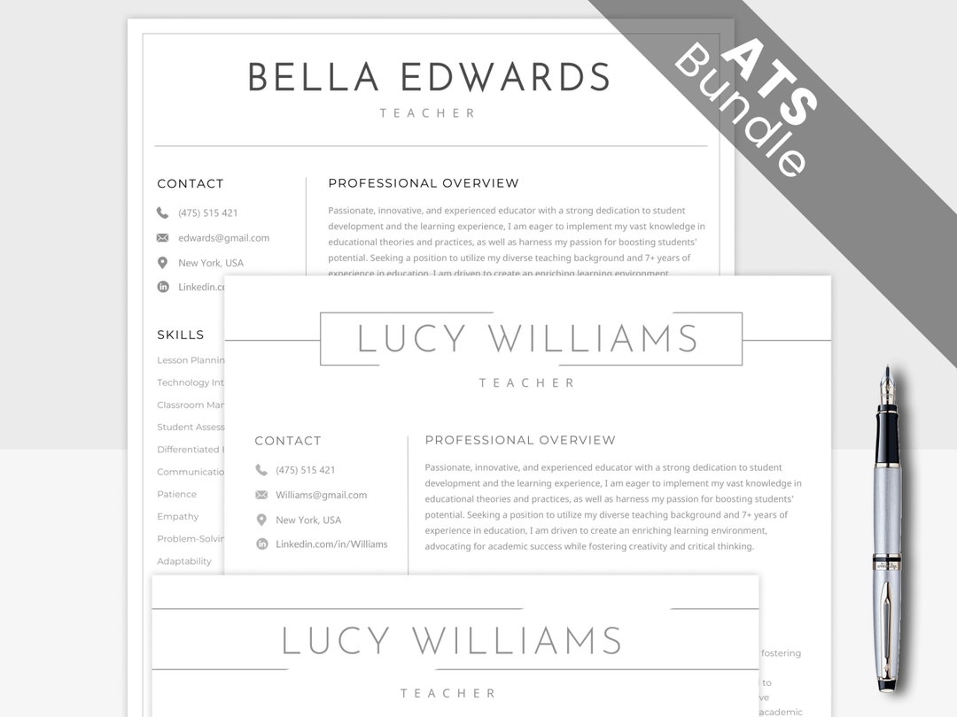 Simple Ats Friendly Layout ATS Resume BUNDLE: Professional, Minimalist, One Two Page, Ats ...