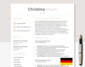 Lebenslauf Vorlage, Bewerbung Deutsch, Bewerbungsvorlagen, CV Vorlage MS Word , Professionelle Bewerbung German, Anschreiben-Vorlage