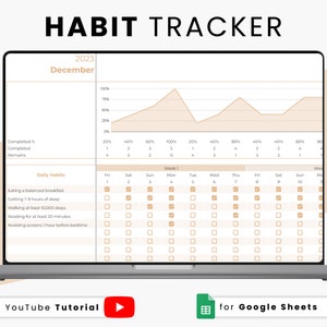 Habit Tracker Spreadsheet Template for Google Sheets, Monthly, Weekly, Daily Tracker, Goal Tracker, Daily To Do List, 2023 Goal Planner