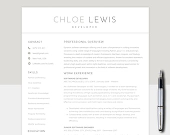 Tech Resume & Developer Resume CV Template - ATS Optimized, For Software Engineers, Computer Science Professionals, IT Project Managers