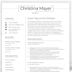 Lebenslauf Vorlage, Moderne Bewerbungsvorlagen, Kreativer Lebenslauf, Word CV Vorlage, Motivationsschreiben, German Resume