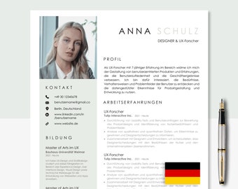 Professionelle Lebenslauf Vorlage & Bewerbungsvorlage | Schlichtes Design, Ausbildung | Lebenslauf Deutsch - Anschreiben Vorlage