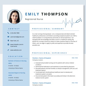 Nurse Healthcare Resume Template - Nursing Practitioner, RN, LPN, Nursing Student, Medical Assistant, Travel Nurse - MS Word Compatible