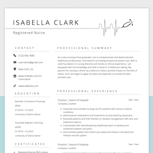 Nursing Resume Template, Ideal for Medical Assistant, Healthcare Professionals, RN, ICU & Travel Nurse, Nurse Practitioner, BSN Word Resume