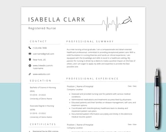 Nursing Resume Template, Ideal for Medical Assistant, Healthcare Professionals, RN, ICU & Travel Nurse, Nurse Practitioner, BSN Word Resume