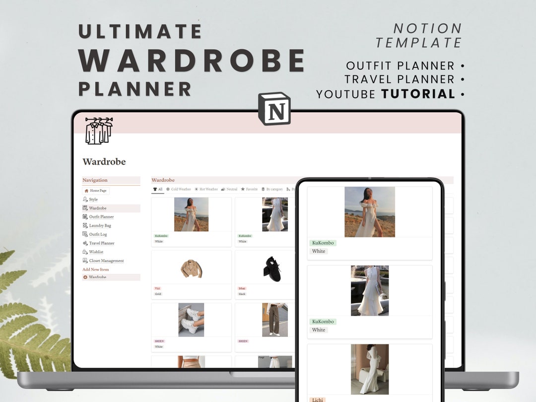 Notion Template Wardrobe Manager & Outfit Planner: Aesthetic Notion ...