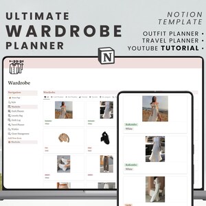 Notion Template Wardrobe Manager & Outfit Planner: Aesthetic Notion Dashboard for Minimalist Closet Organization and Outfit Planning