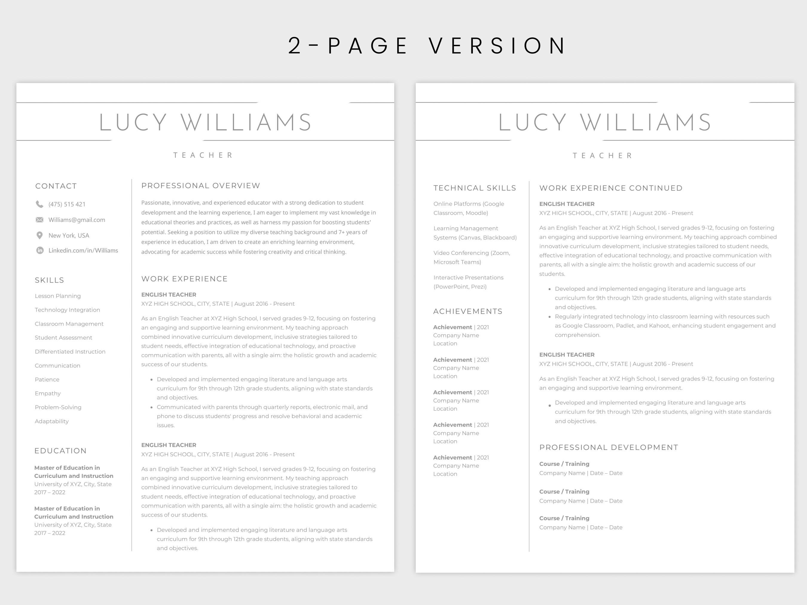 ATS Resume Template | Ats Friendly Compatible Minimalist CV Resume ...